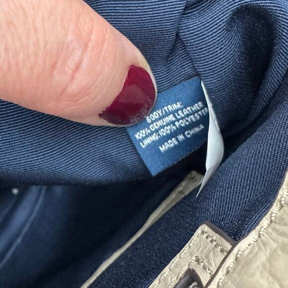 Cole Haan Tail Leather Croc Embossed Tote Taupe Double Zip Work Travel - Picture 12 of 14